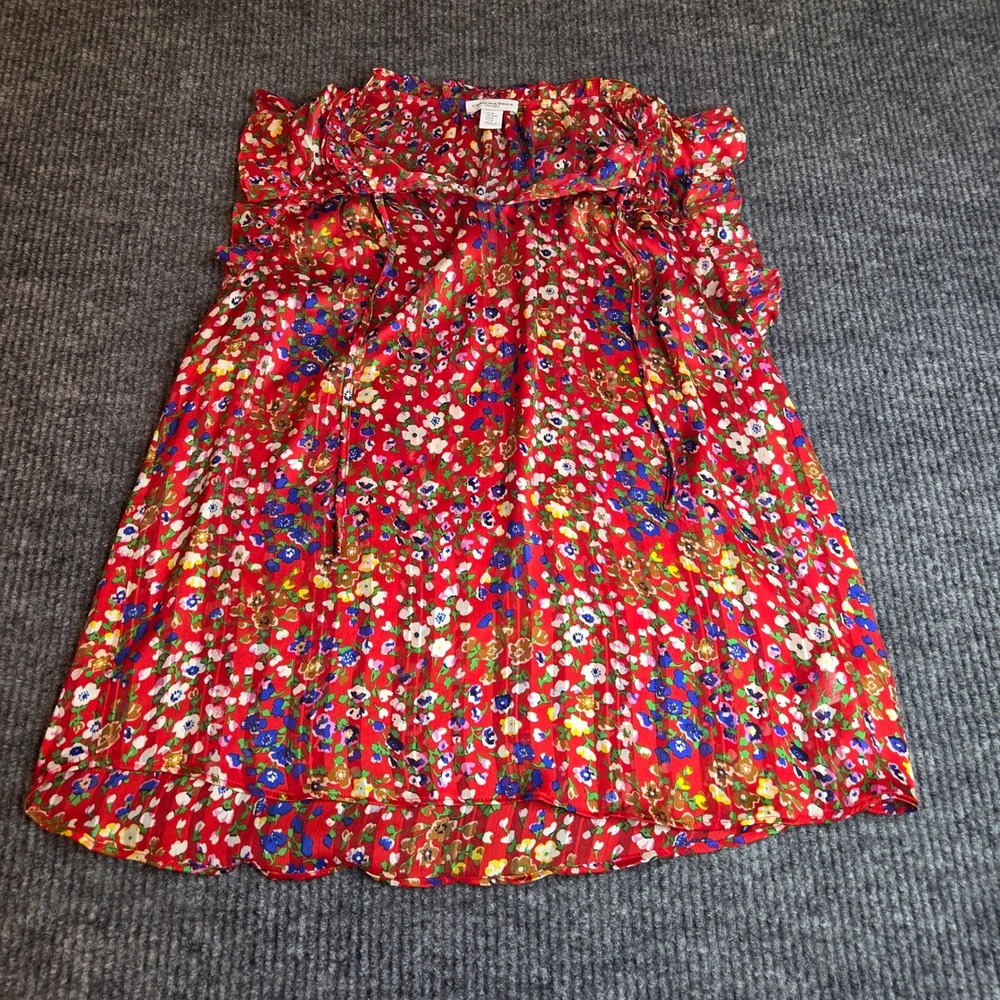 Carolina‎ Belle Montreal Red Floral Ruffle Mini Dress Women's Size M